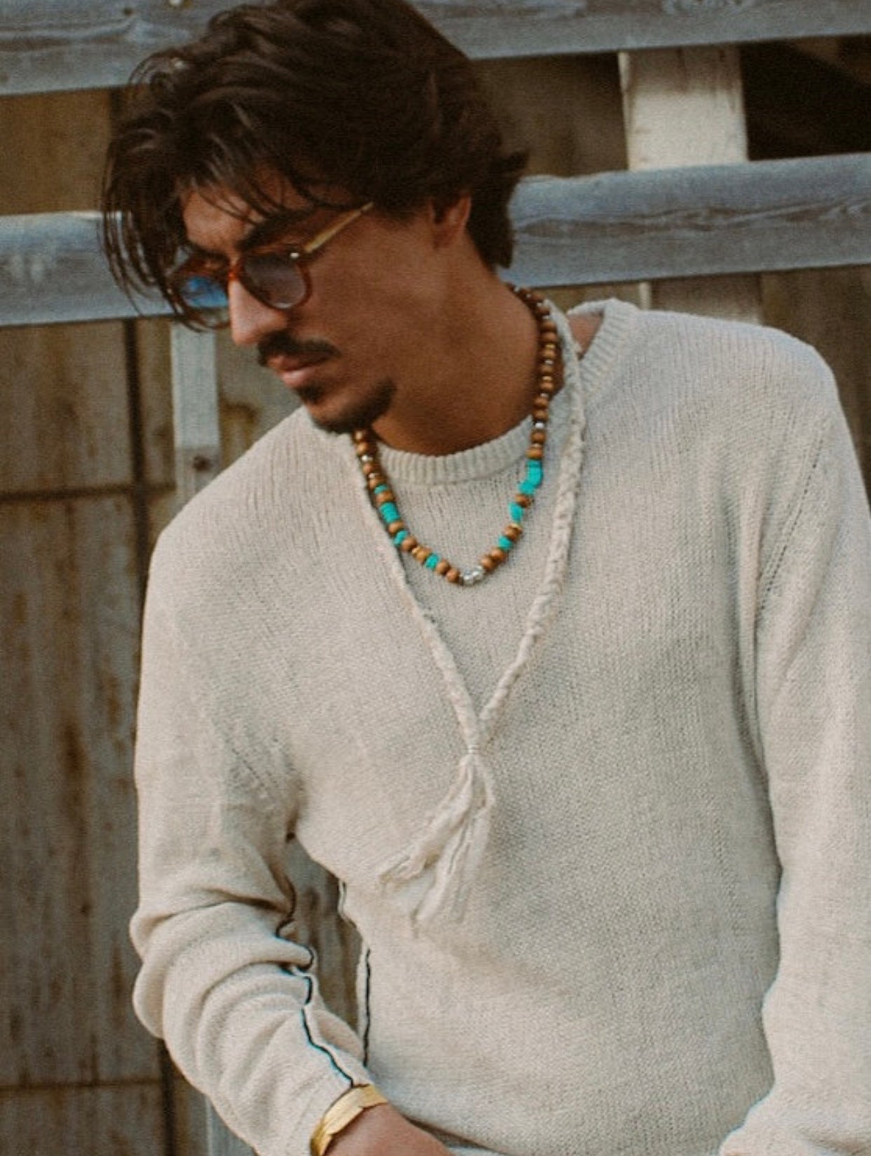 ‘Dune’ Linen Tibetan Mala Necklace