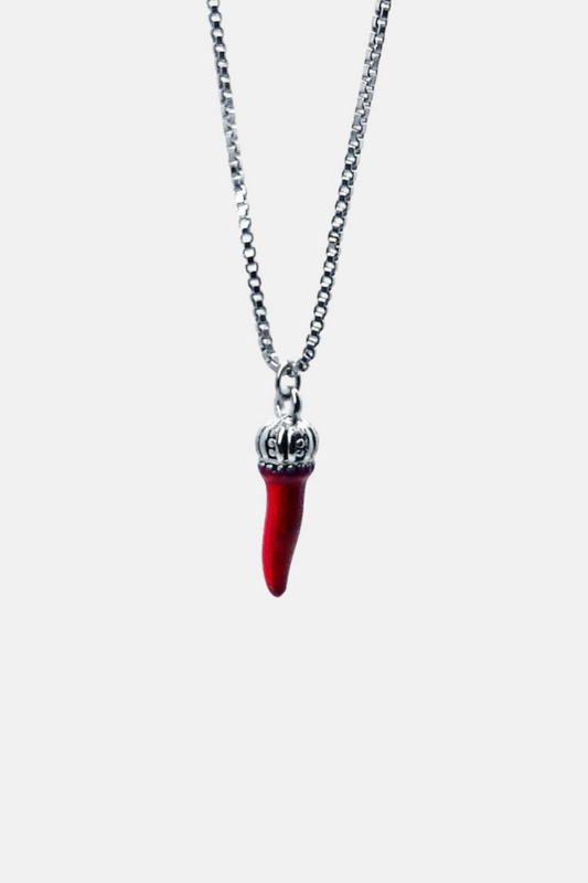 'Curniciello' Red Silver Luck Necklace