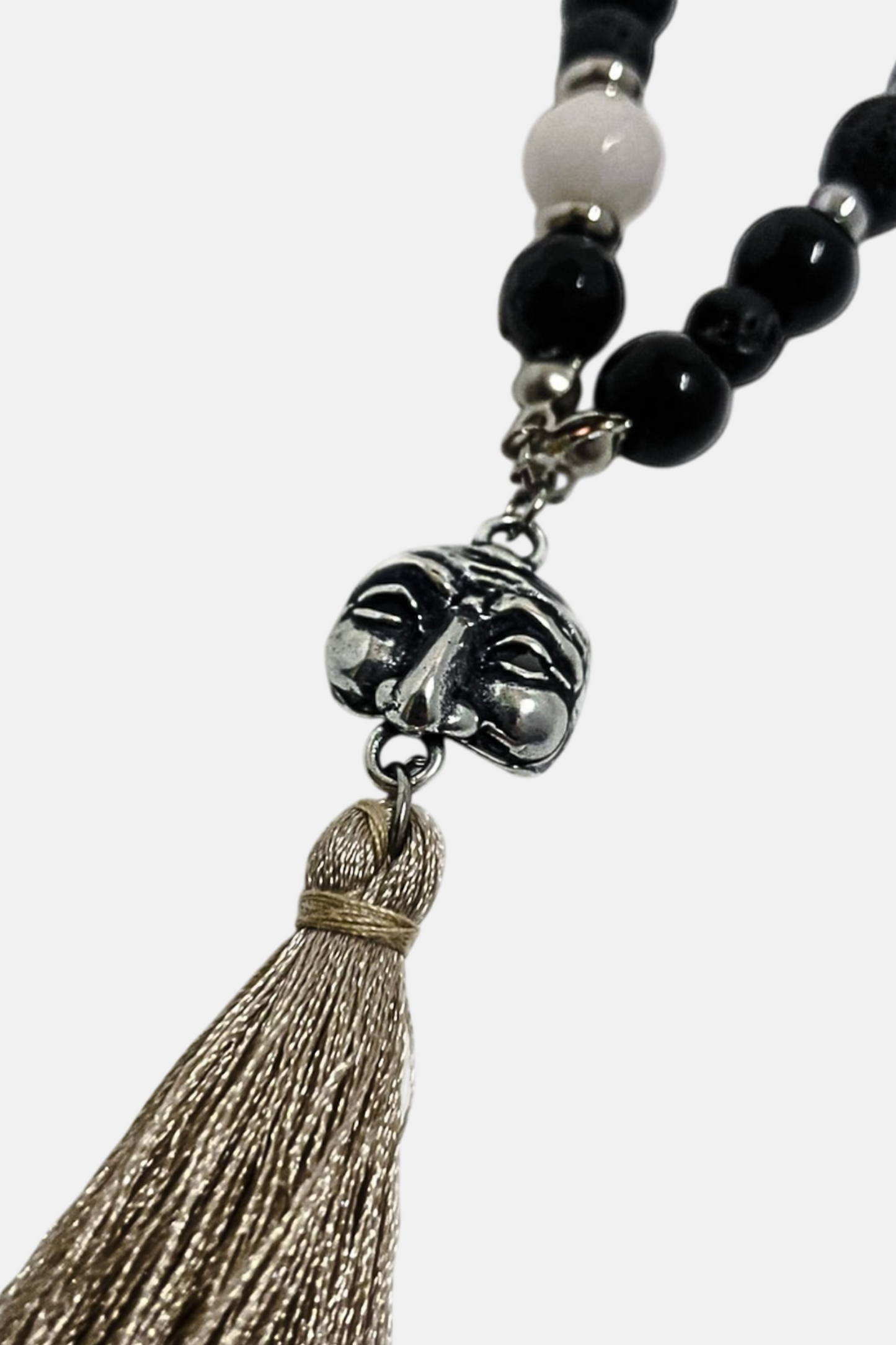 'Pullecenella Mask' Tibetan Mala Necklace
