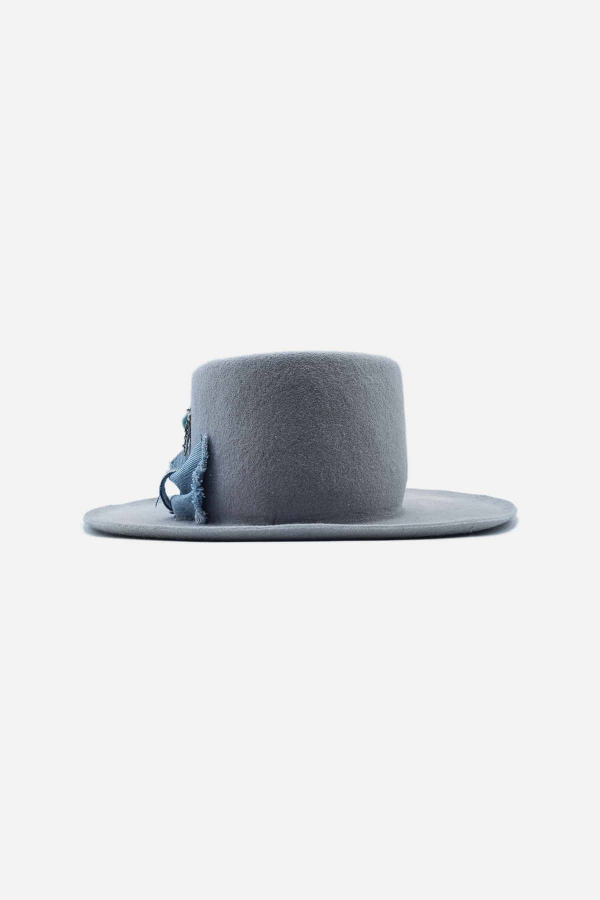 Profilo del cappello Fedora Polvo Sam grigio a tesa ampia